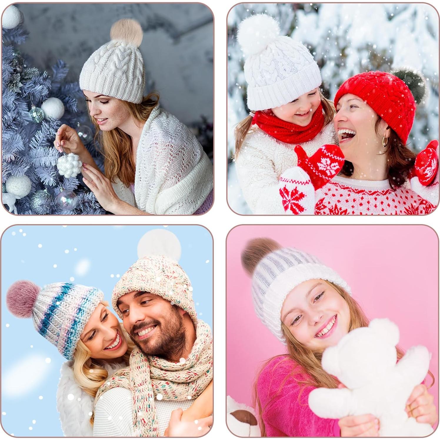 46 Piezas Pom Pom de Piel Sintética SIQUK 10 cm Colores Suaves