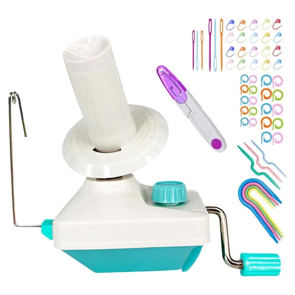 Enrollador de Hilo RRigo con Soporte y 53 Agujas de Tejer