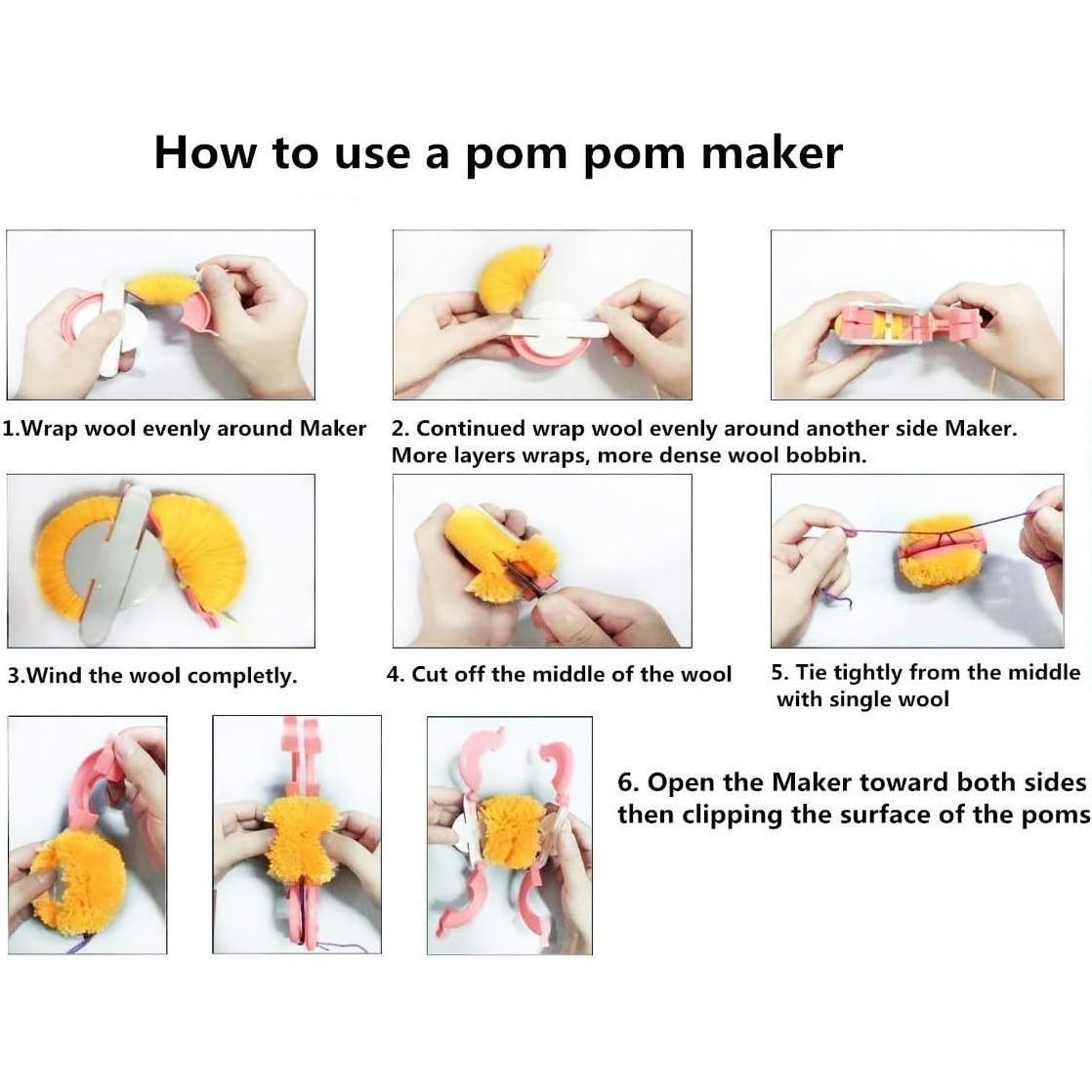 Fabricante de Pompones Telar de Tejer - 4 Tamaños 3.5 a 8.6 cm