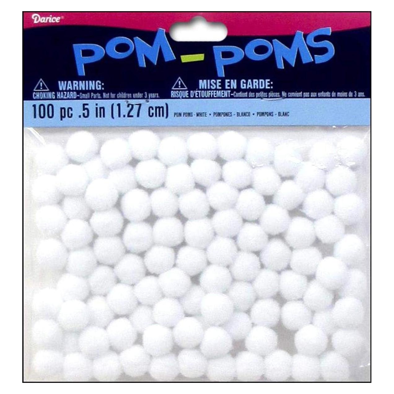 Pom Poms de Acrílico Darice 1.27 cm 100 Piezas Blancos