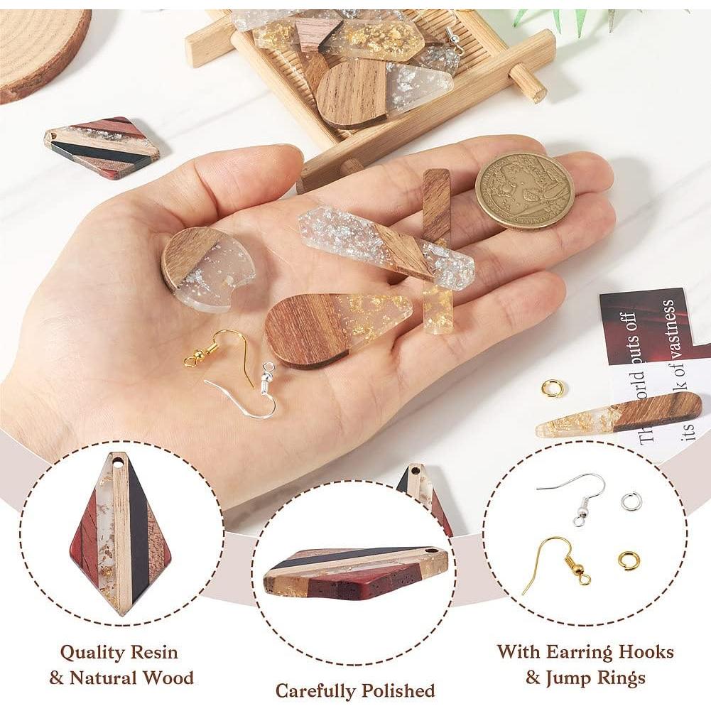FASHEWELRY 24 Piezas Encantos de Madera y Resina para Joyería