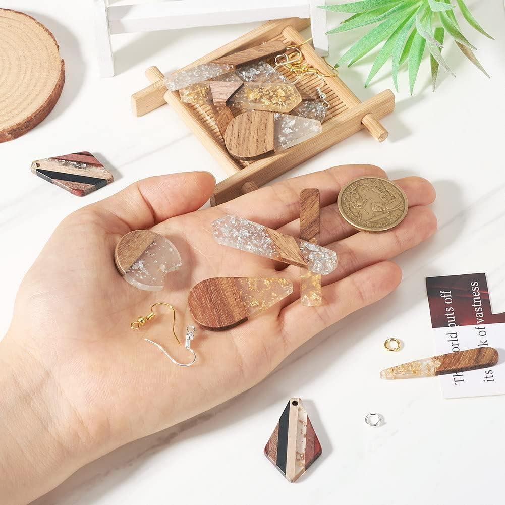 FASHEWELRY 24 Piezas Encantos de Madera y Resina para Joyería