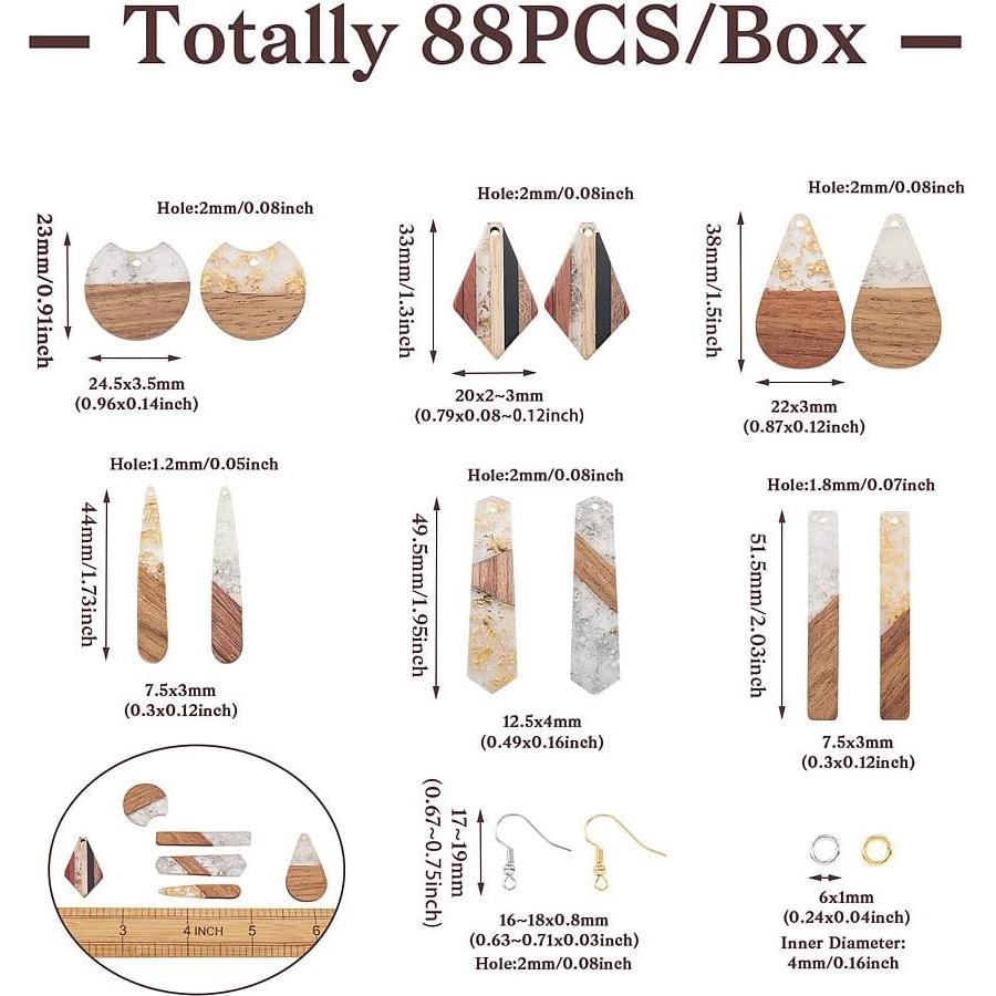 FASHEWELRY 24 Piezas Encantos de Madera y Resina para Joyería
