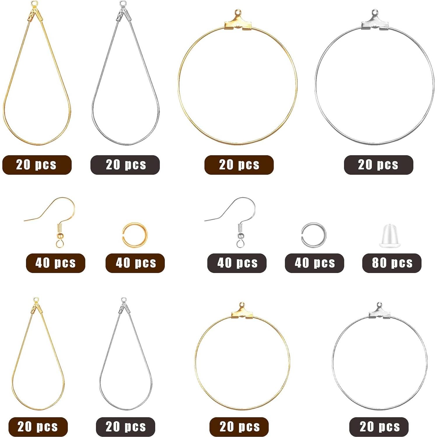 Kit de Fabricación de Pendientes ZHAO 400PCS Oro Plata DIY