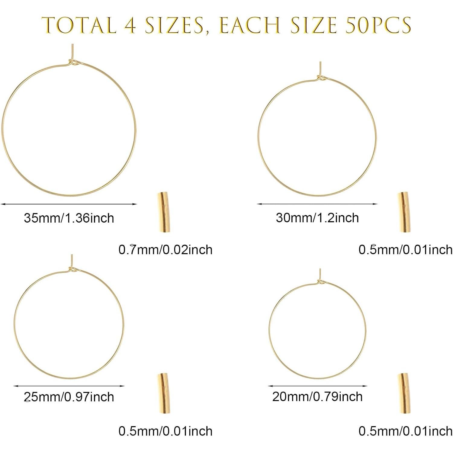 200 Aros de Pendientes de Joyería Nogeqi en Oro 20-35mm