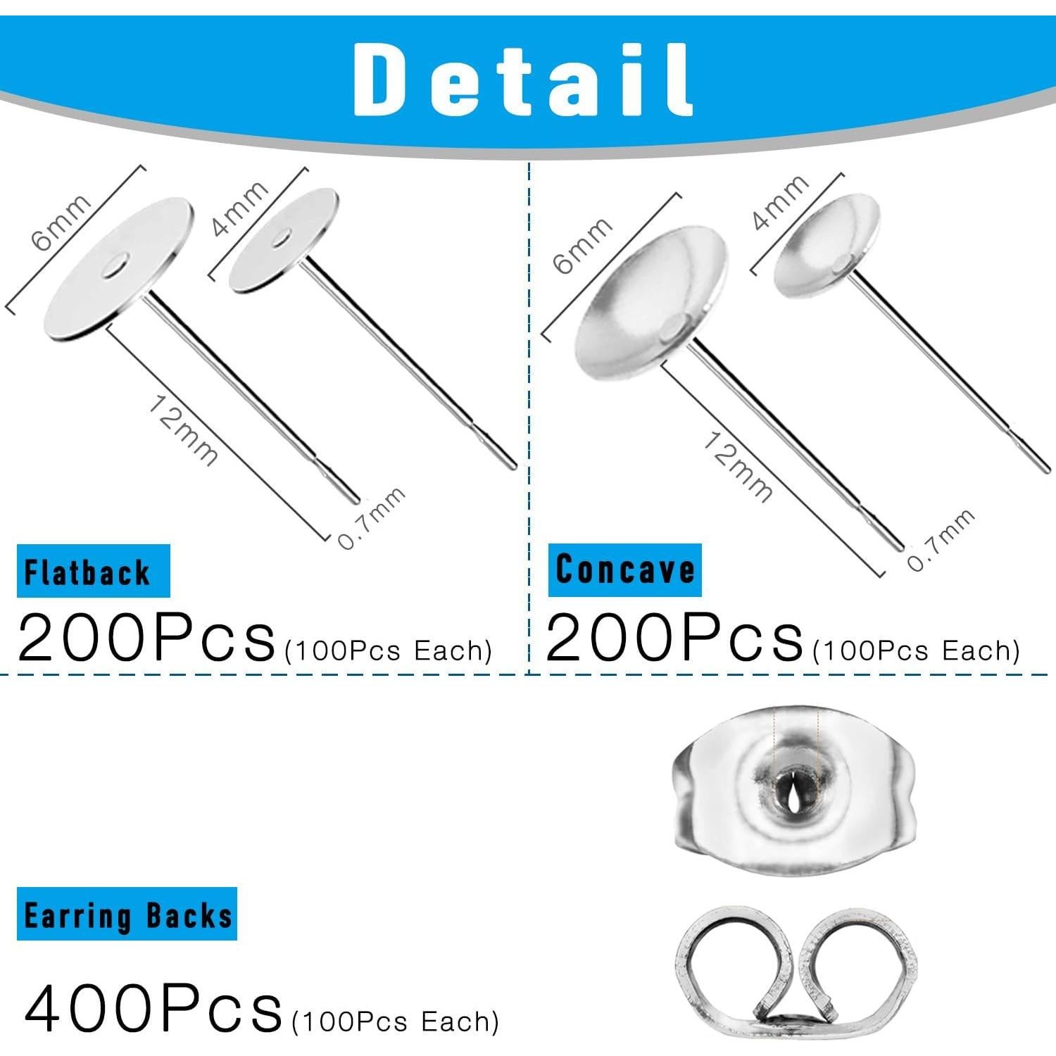 Kit de 800 Piezas para Hacer Pendientes Stino - Acero Inoxidable Hipoalergénico