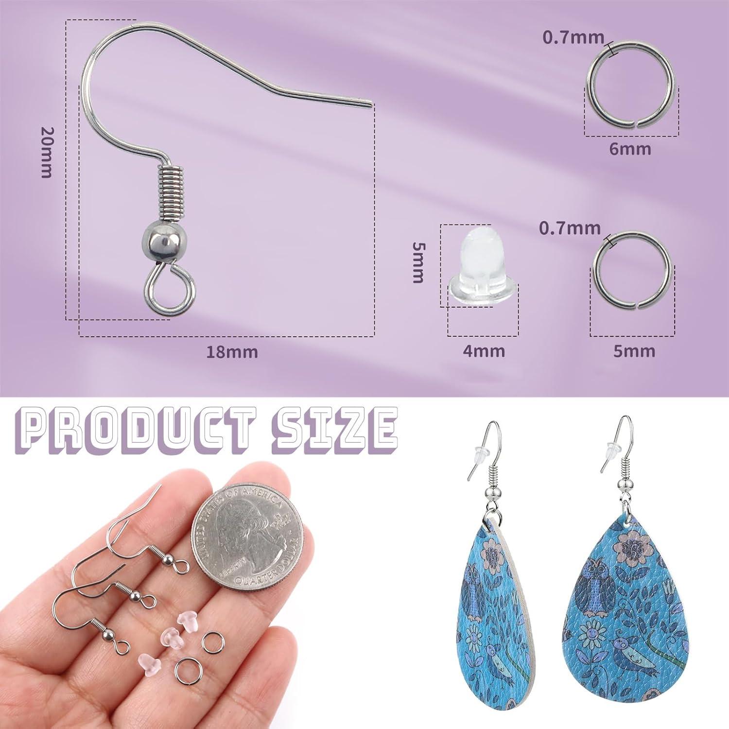 Kit de Ganchos de Aretes TOAOB 300pcs Acero Inoxidable Plata