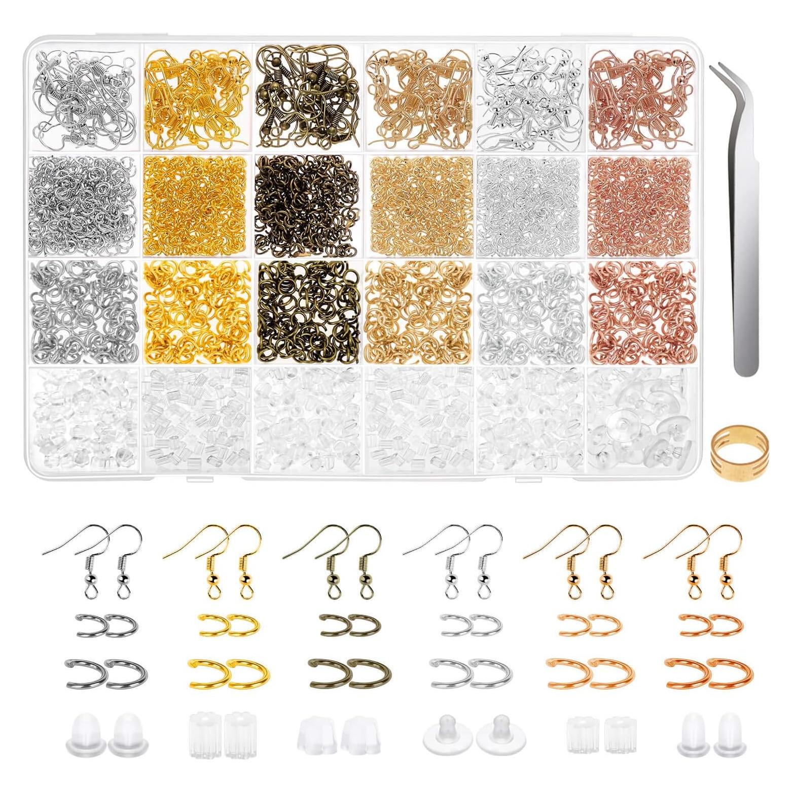 Kit de fabricación de aretes Anezus 1900 Piezas con ganchos