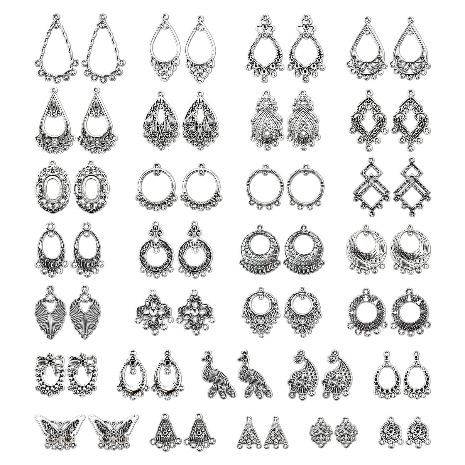 Kit de Joyería JIALEEY Aretes Candelabro Plata 60 Piezas