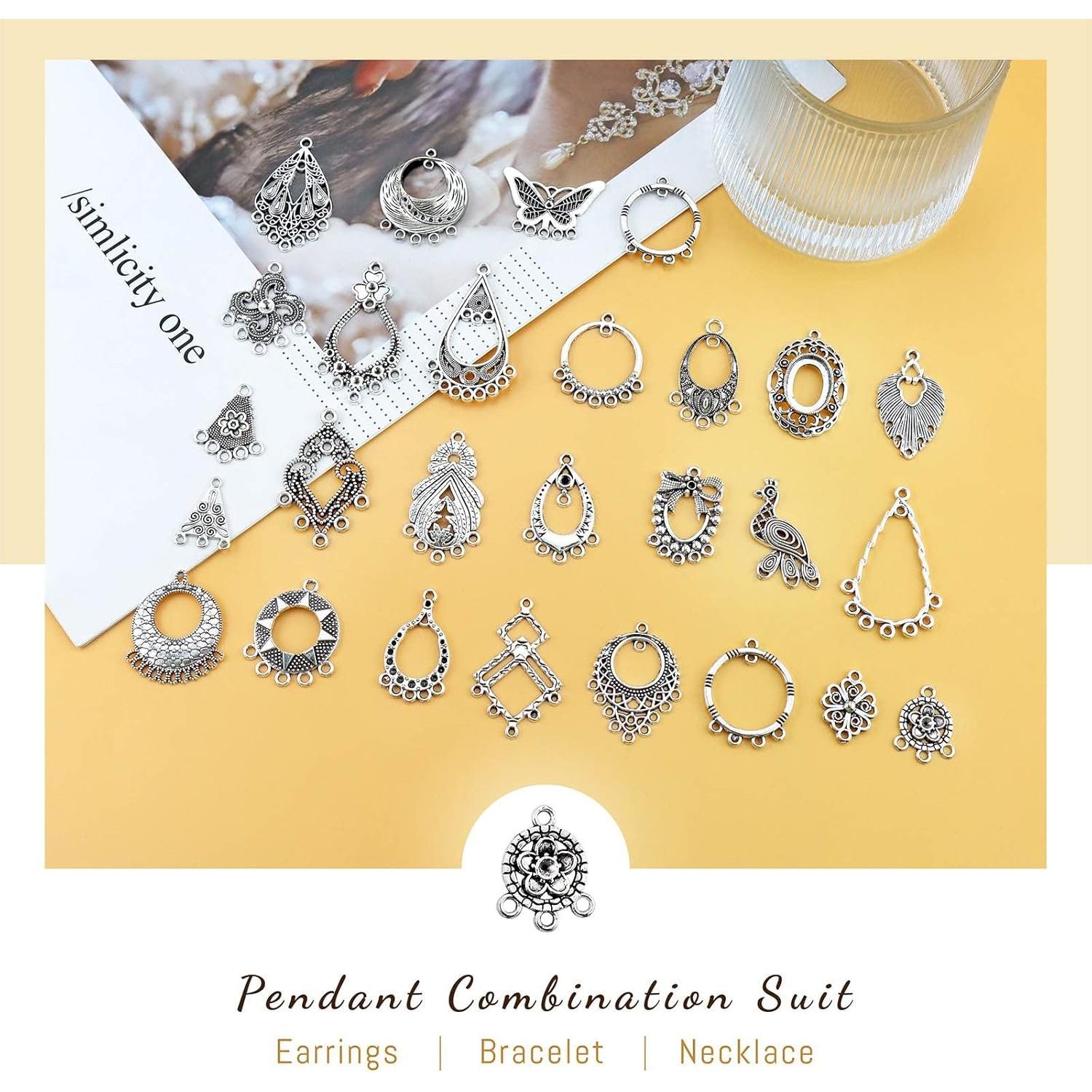 Kit de Joyería JIALEEY Aretes Candelabro Plata 60 Piezas