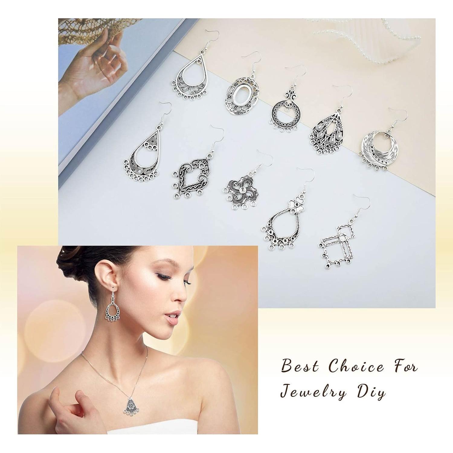 Kit de Joyería JIALEEY Aretes Candelabro Plata 60 Piezas