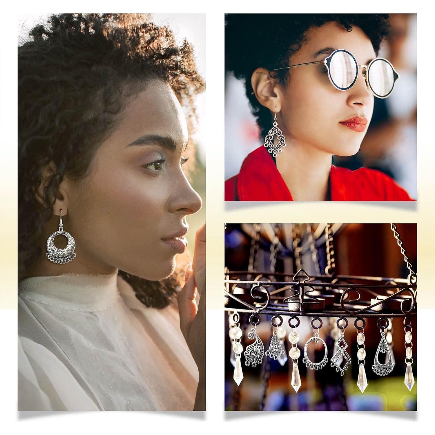 Kit de Joyería JIALEEY Aretes Candelabro Plata 60 Piezas