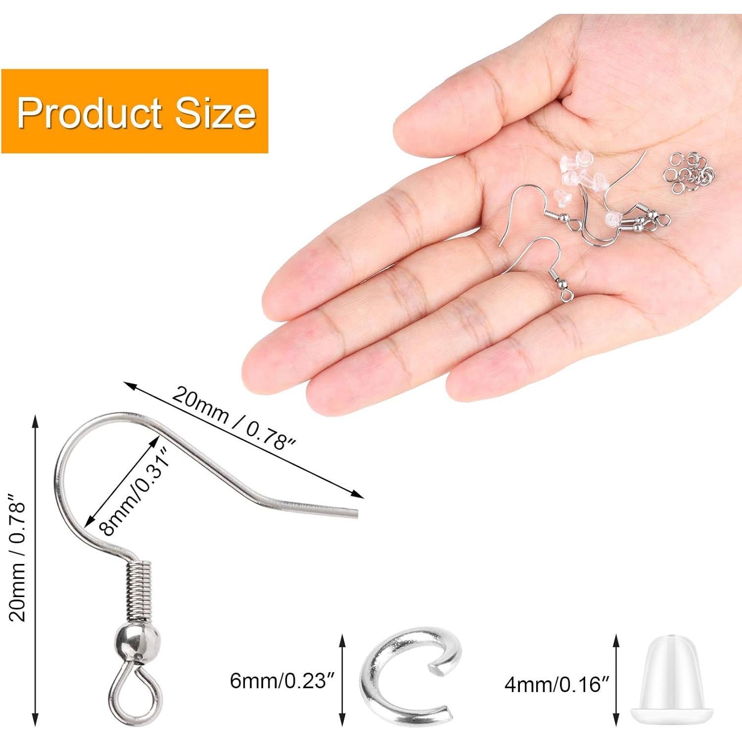 Kit 600pcs Ganchos de Aretes Acero Inoxidable GUFJUCH