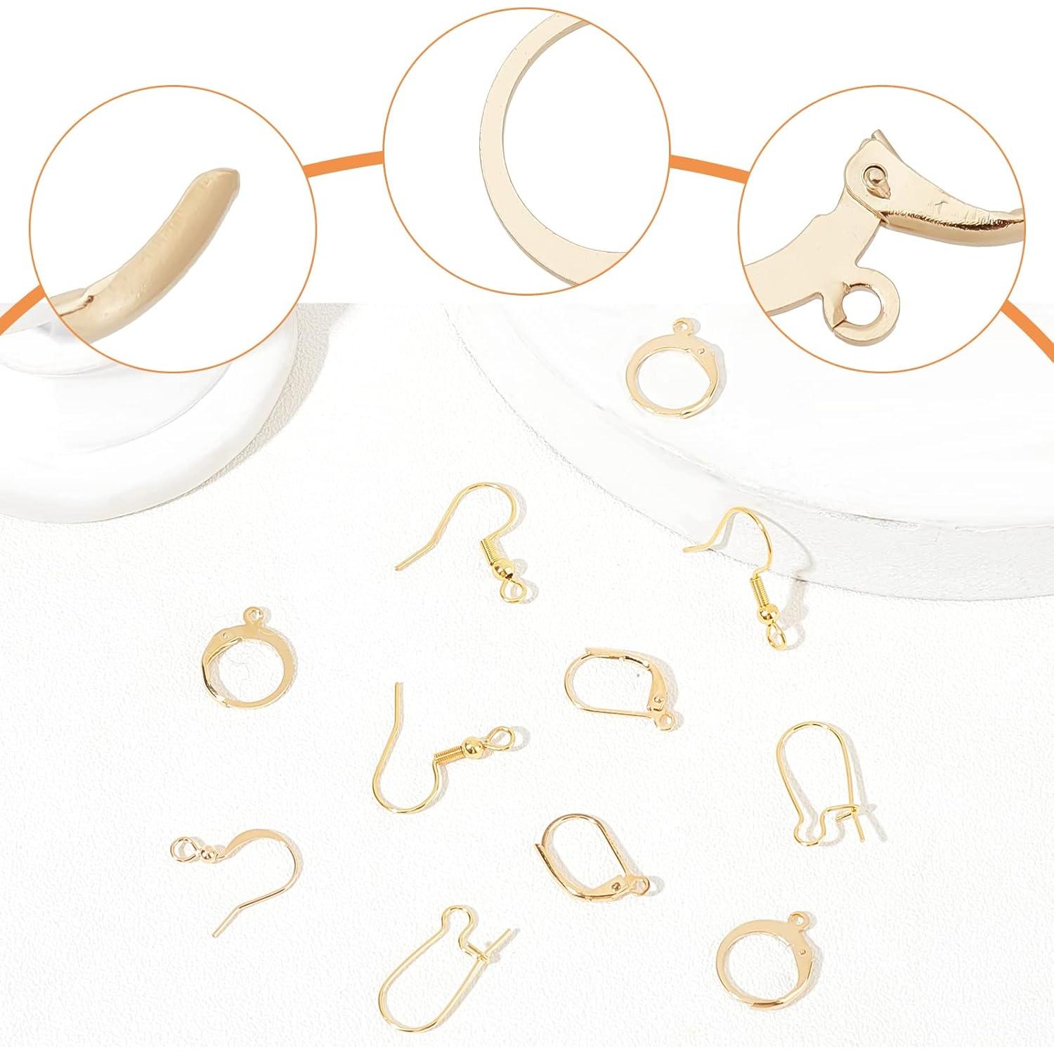 Beebeecraft Kit 50 Ganchos de Pendientes Oro 18K 5 Estilos