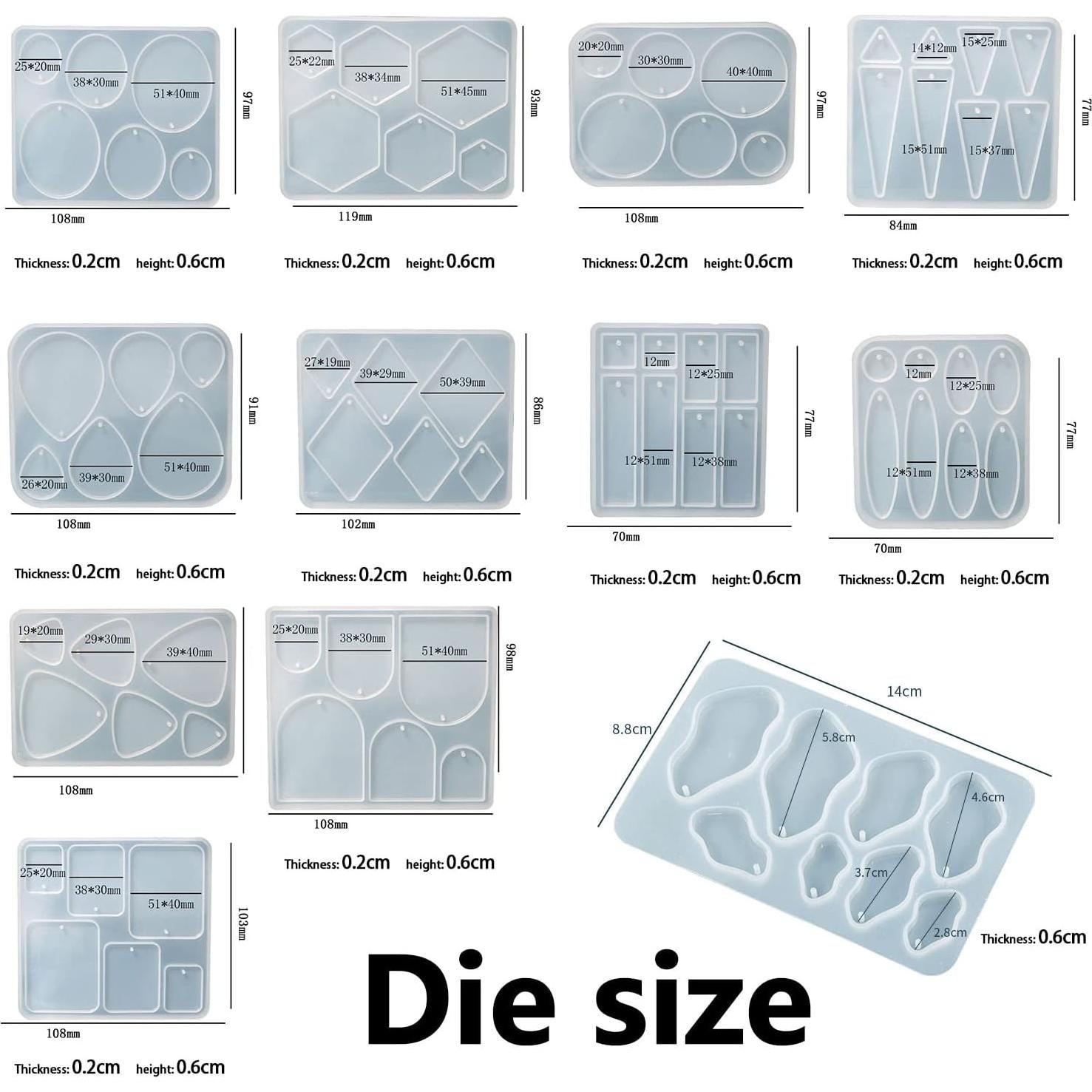 12 Moldes de Silicona para Aretes MAMUNU - Resina Epóxica
