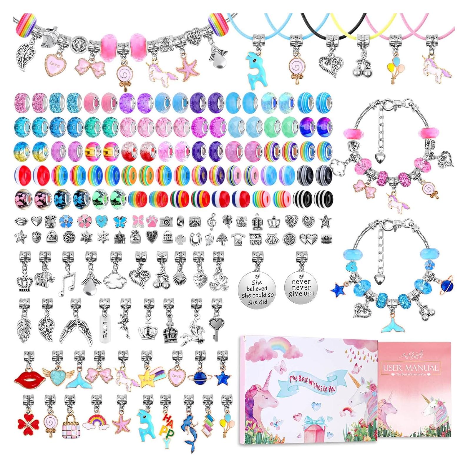 Kit de Pulseras de Encanto Mckanti 180 Piezas Unicornio Sirena