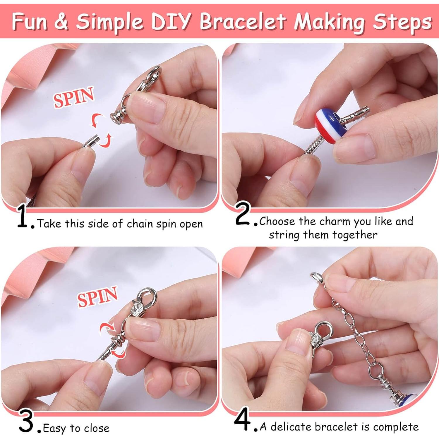 Kit de Pulseras de Encanto Mckanti 180 Piezas Unicornio Sirena