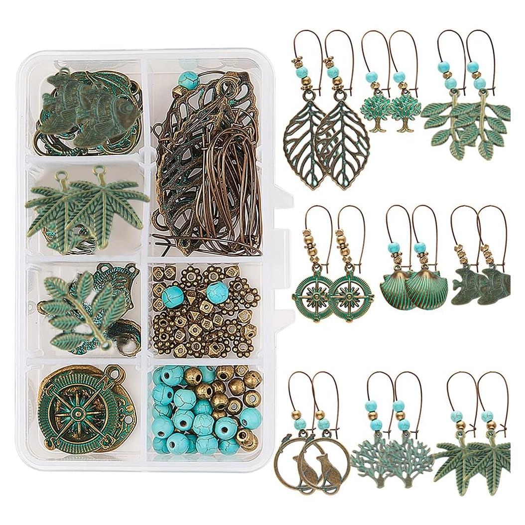 Kit de Joyería DIY SUNNYCLUE 9 Pares Aretes Colgantes Turquesa