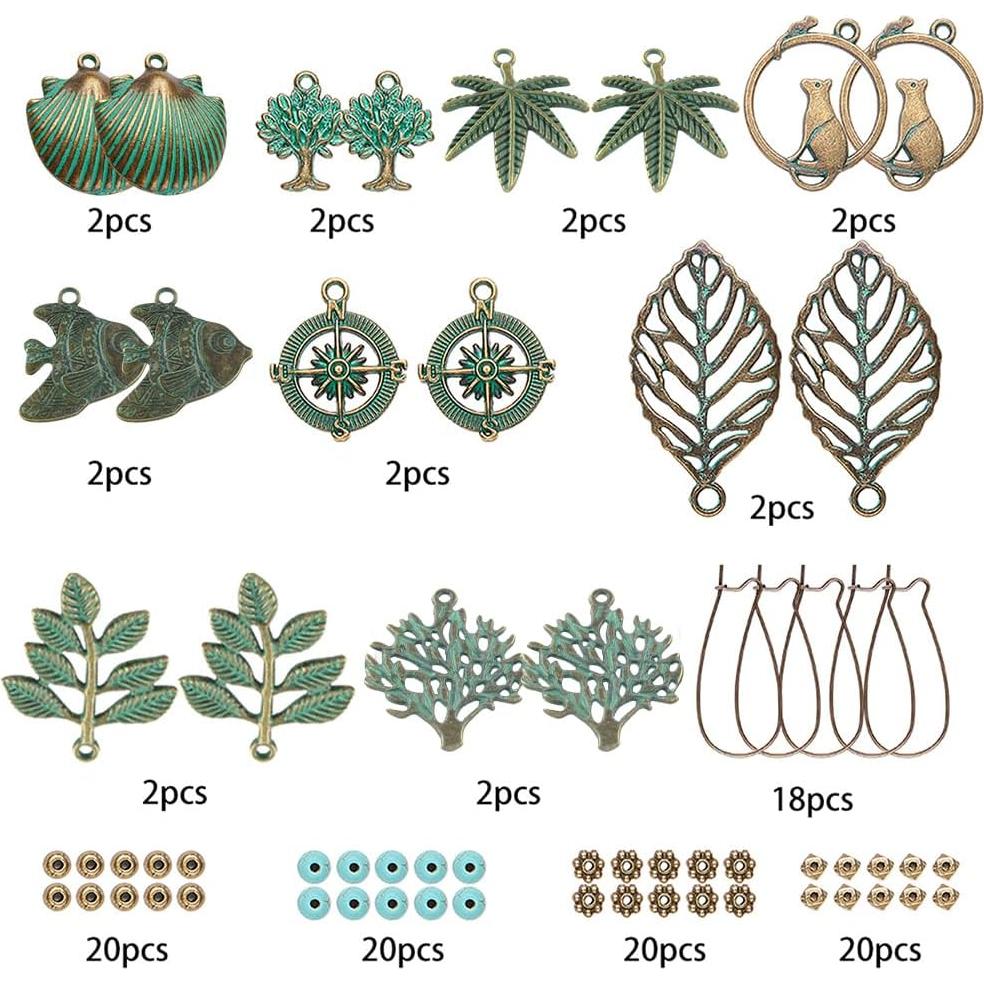 Kit de Joyería DIY SUNNYCLUE 9 Pares Aretes Colgantes Turquesa