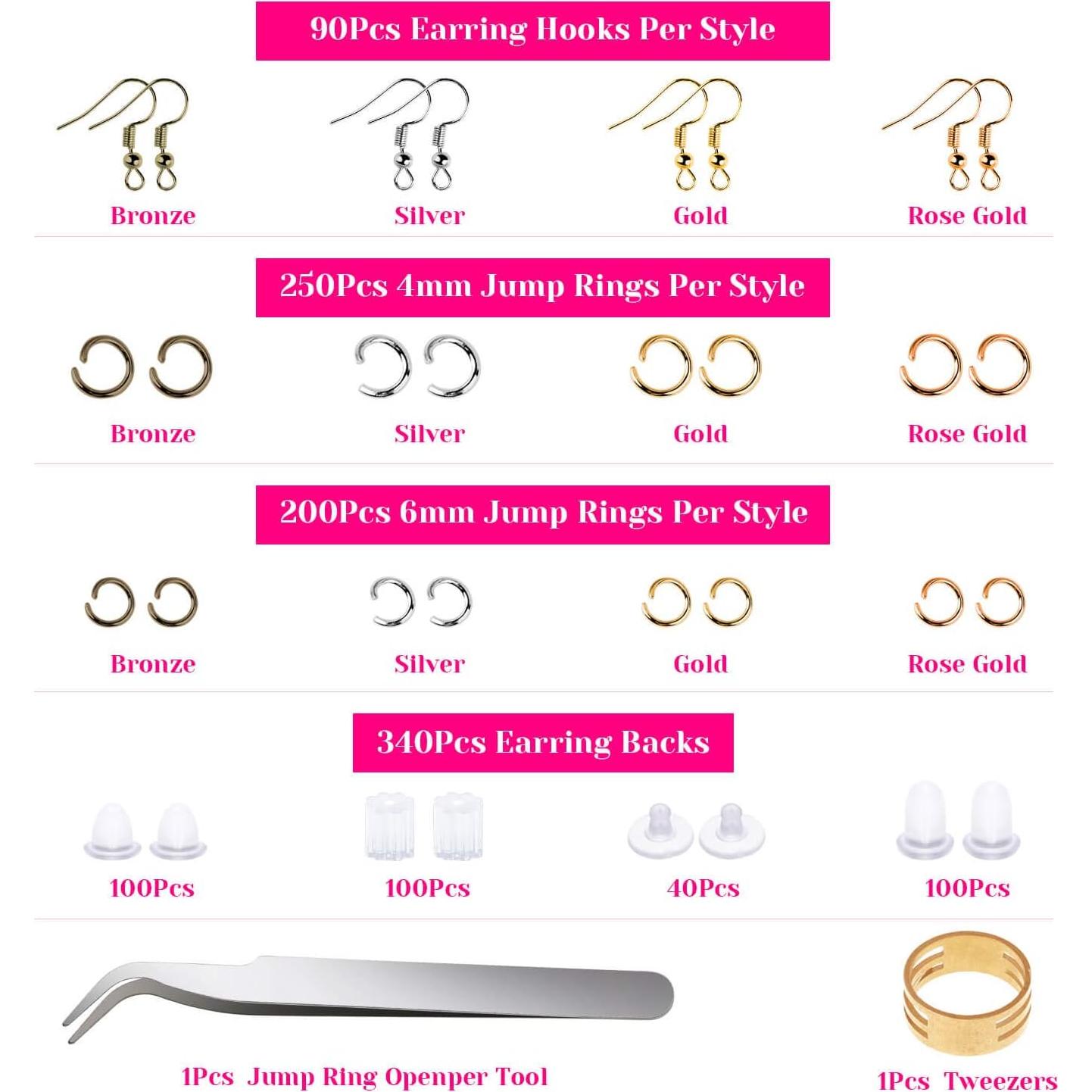 Kit de Fabricación de Pendientes Shynek 2500 Piezas con Ganchos y Anillos