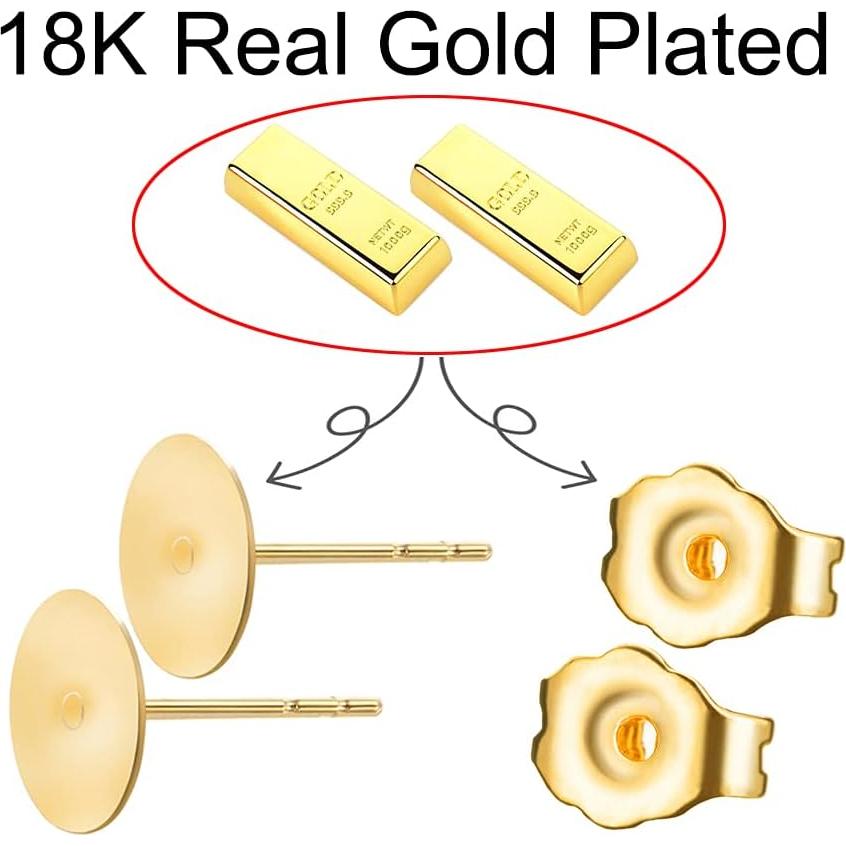 Kit de Aretes DIY 400 Piezas Acero Inoxidable 316L Oro