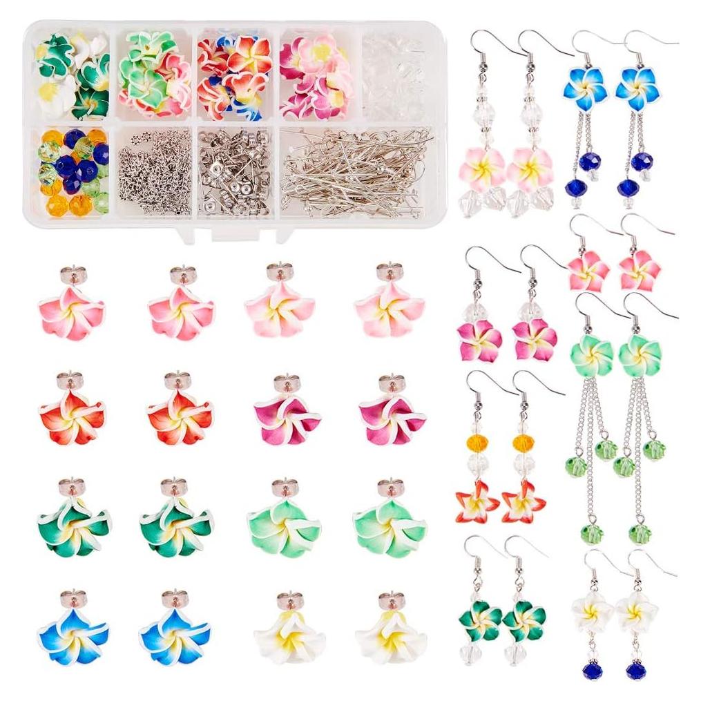 Kit de Joyería DIY SUNNYCLUE 16 Pares Pendientes Flores 3D