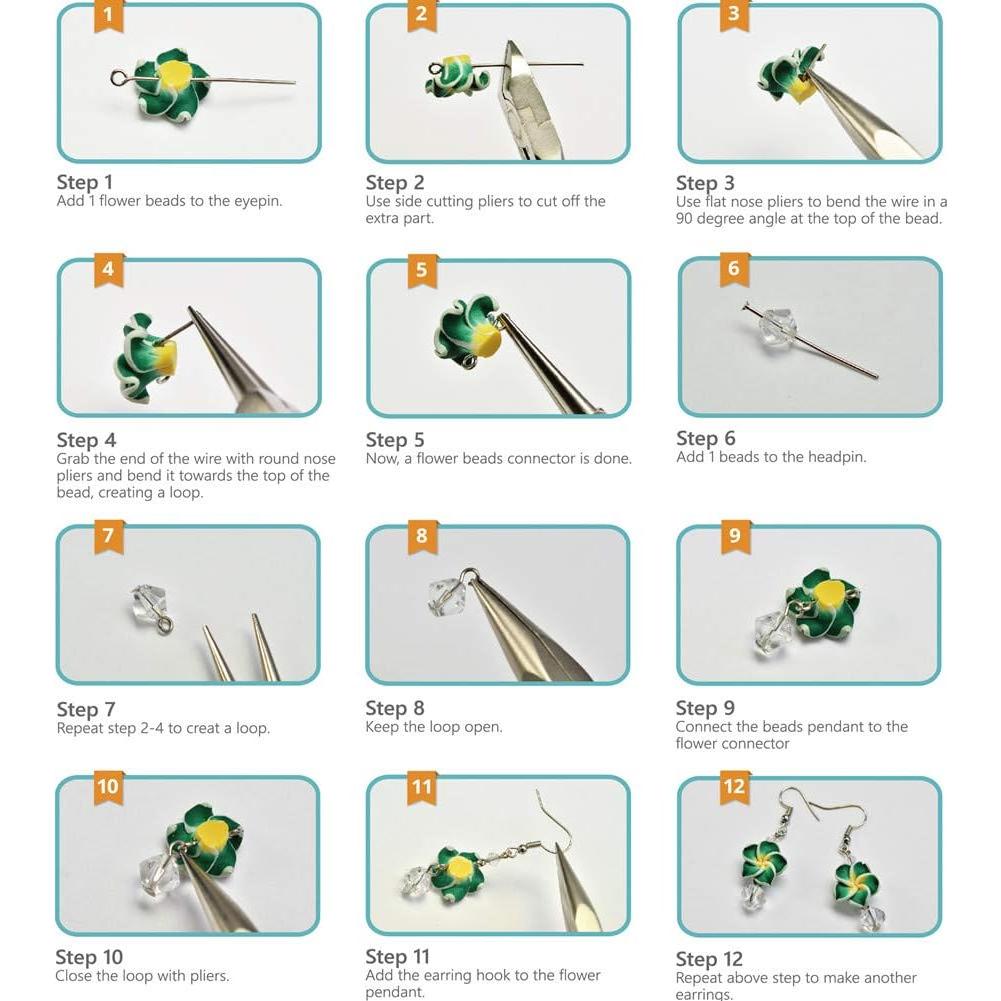 Kit de Joyería DIY SUNNYCLUE 16 Pares Pendientes Flores 3D