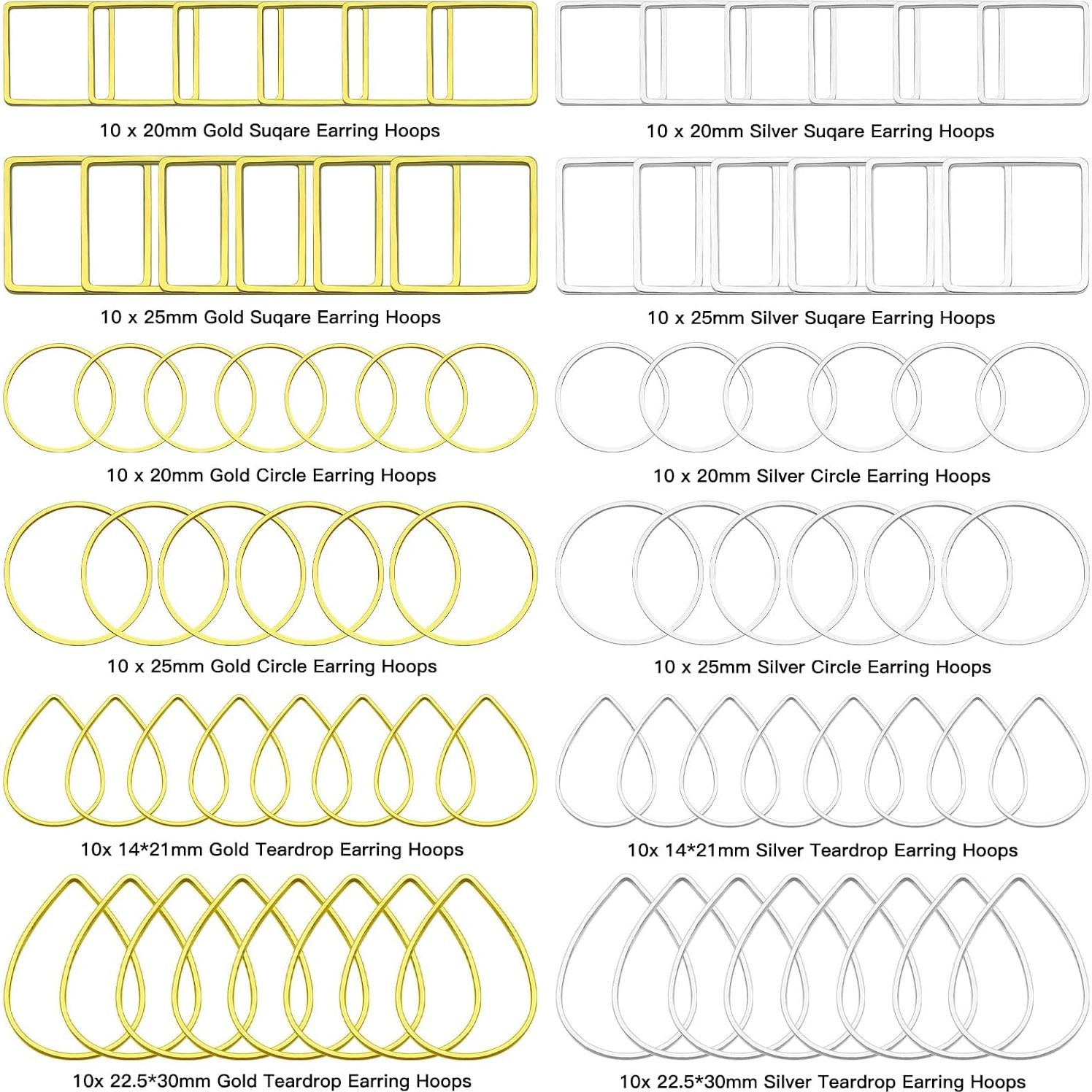 Ximalun 120 Aros de Pendientes DIY Oro Plata 3 Formas