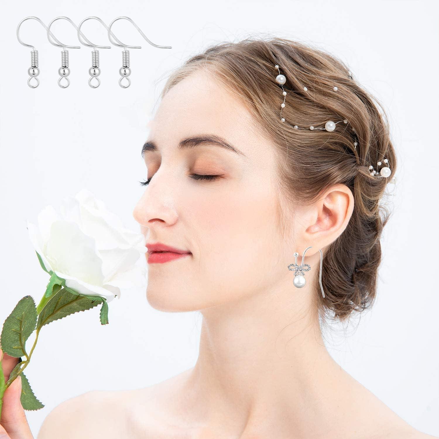 Ganchos de Aretes Bylion 400 Piezas Acero Inoxidable Plata