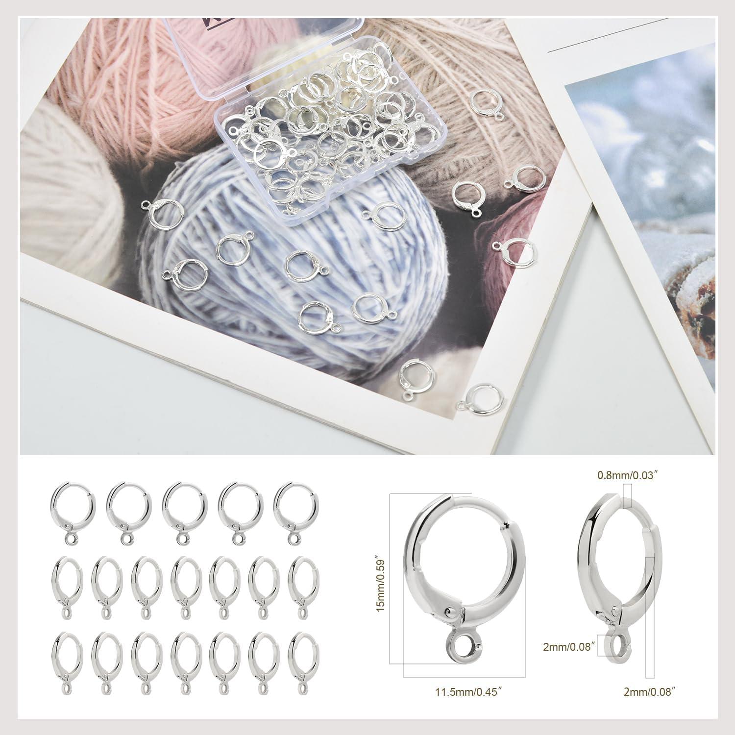 60 Ganchos de Aretes Huggie Rellenos de Plata Hipoalergénicos