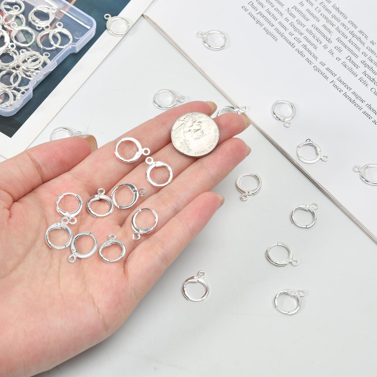 60 Ganchos de Aretes Huggie Rellenos de Plata Hipoalergénicos