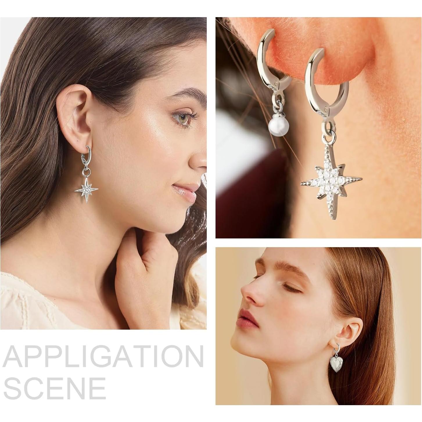 60 Ganchos de Aretes Huggie Rellenos de Plata Hipoalergénicos