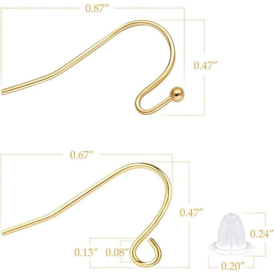 Ganchos de Aretes de Oro 14K Hipoalergénicos 100 Piezas DIY