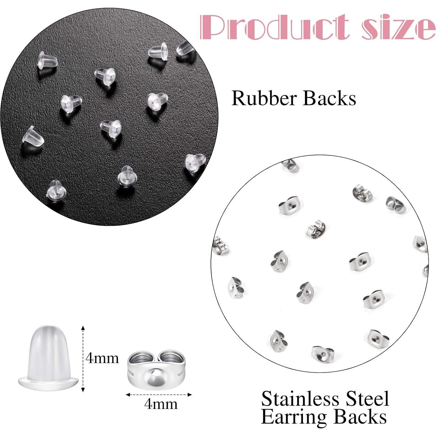 Kit de Aretes de Stud Hicarer 200 Piezas Acero Inoxidable 12 mm