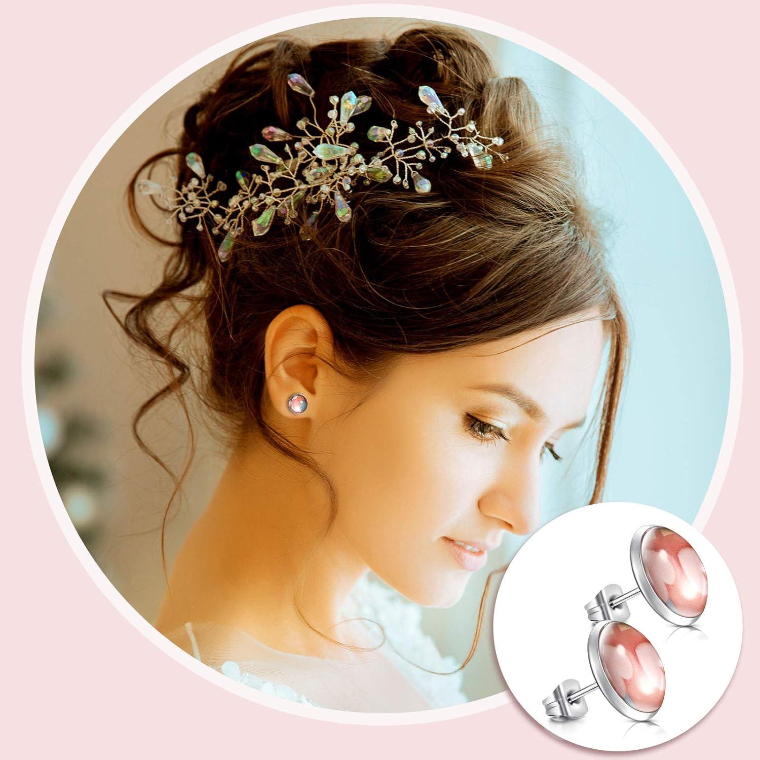 Kit de Aretes de Stud Hicarer 200 Piezas Acero Inoxidable 12 mm