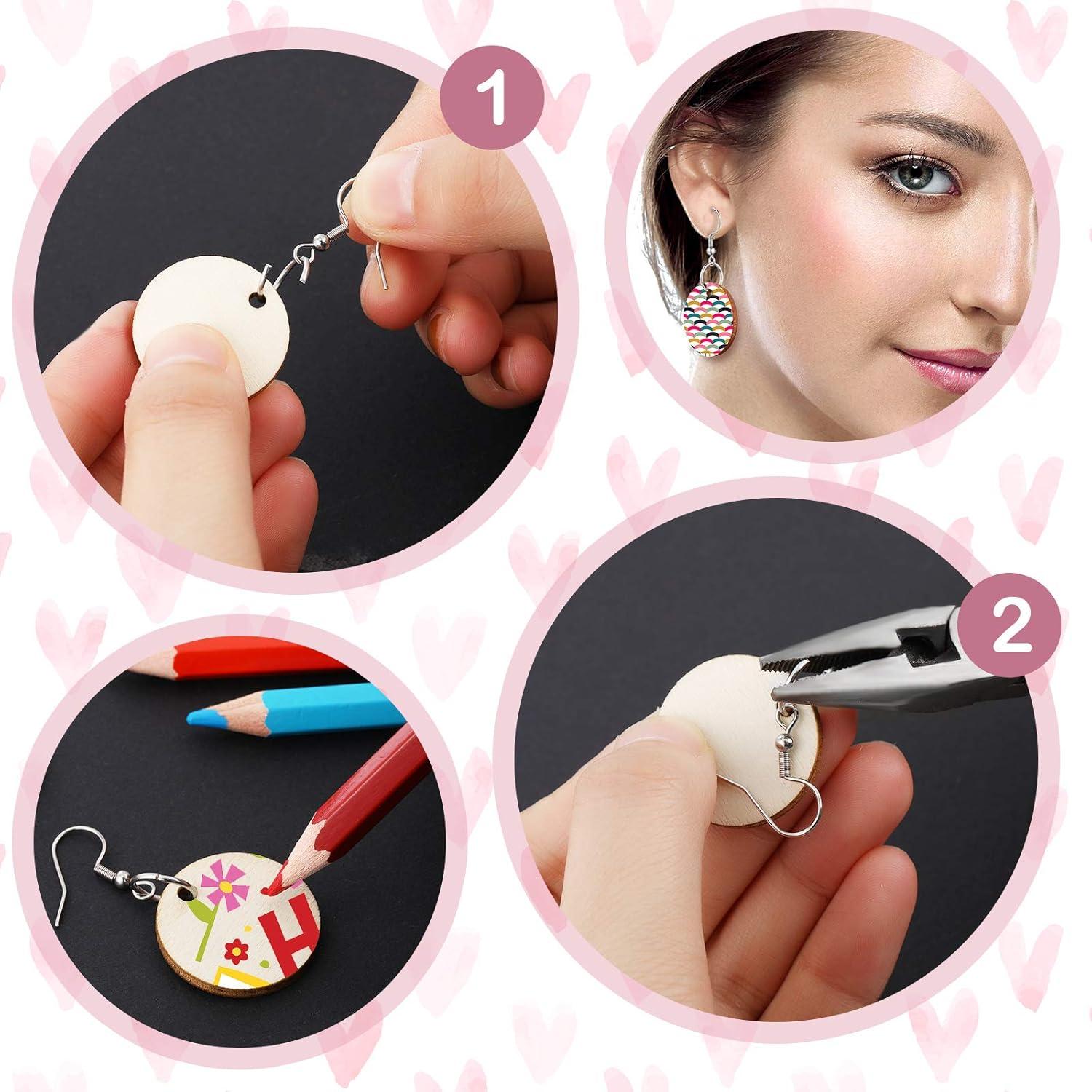 Kit de Pendientes de Madera Hicarer 200 Piezas DIY 5.08 cm