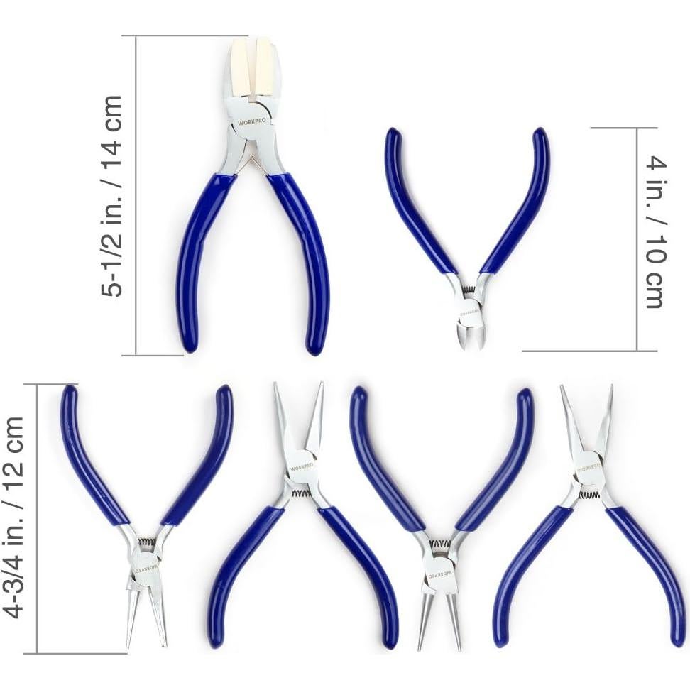 Set de Pinzas de Joyería WORKPRO 7 Piezas con Bolsa Azul