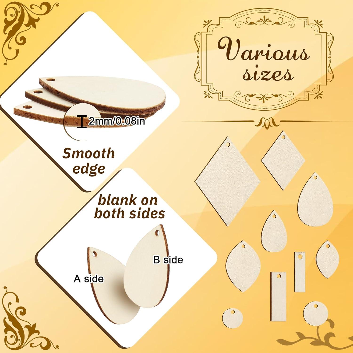 HAPY SHOP 300 Piezas Pendientes de Madera DIY 5 Formas