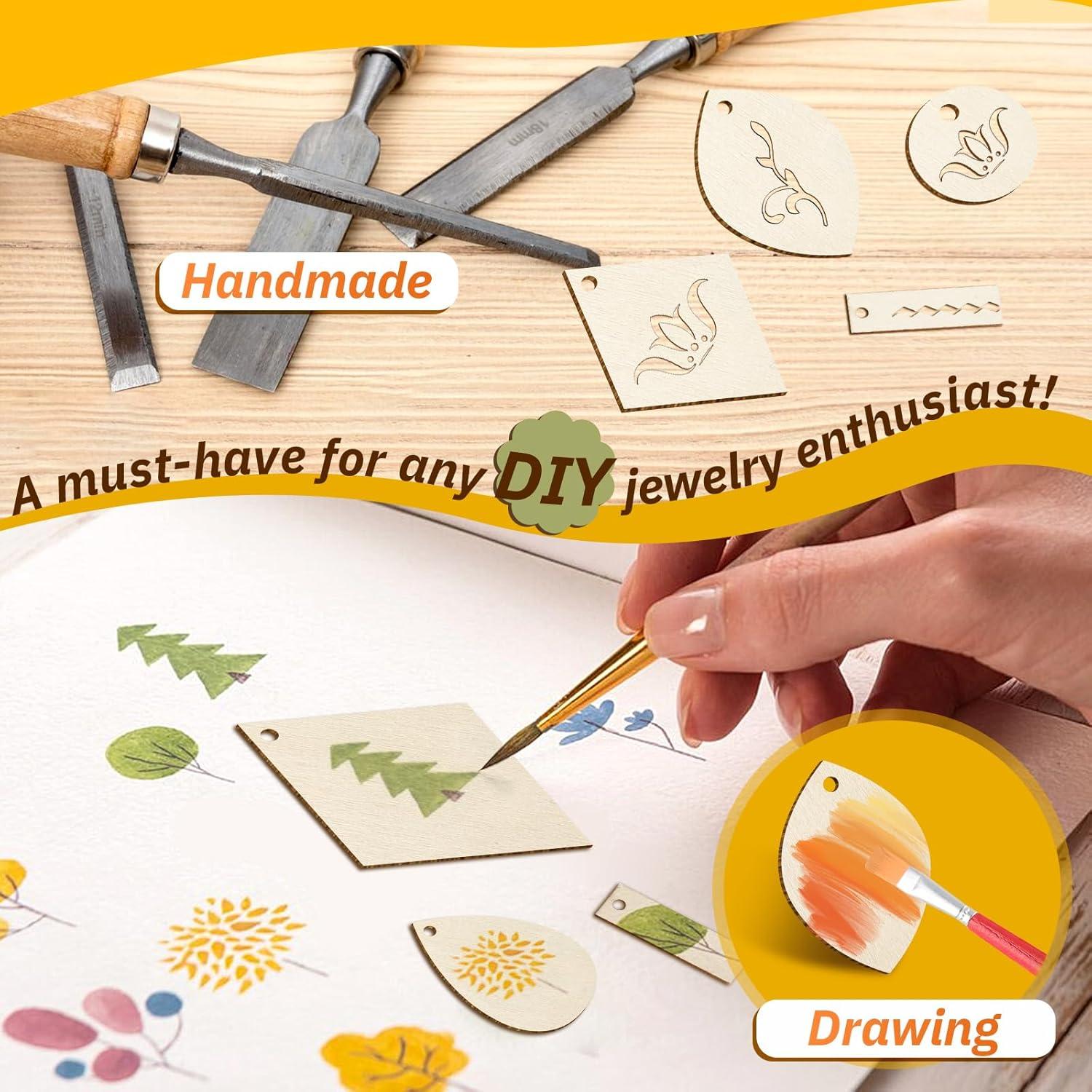 HAPY SHOP 300 Piezas Pendientes de Madera DIY 5 Formas