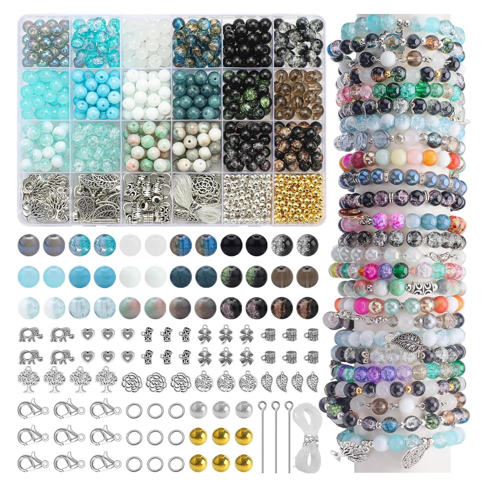 Kit de Fabricación de Pulseras KINGSHINE 810 Piezas 8mm Vidrio