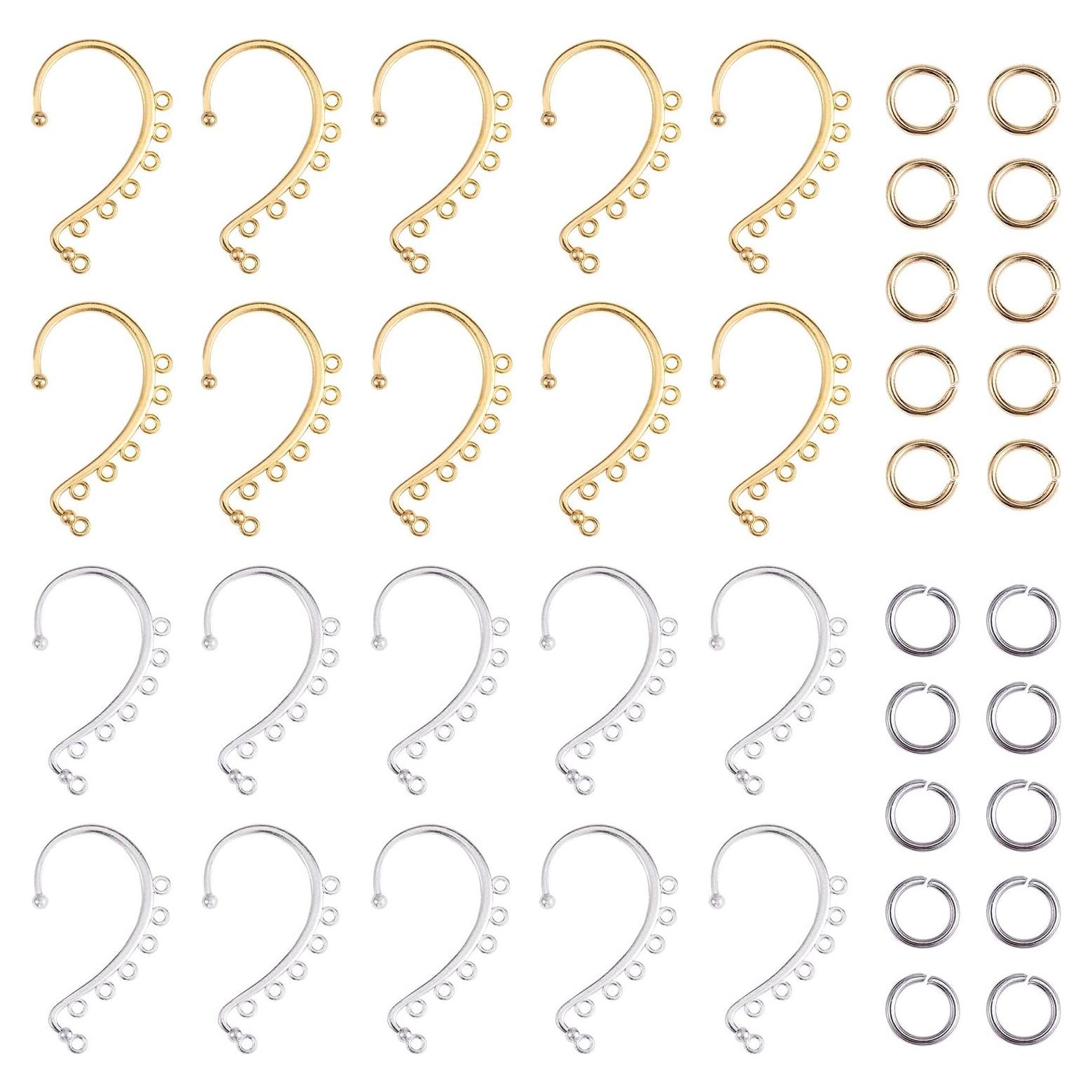 20 Piezas Pendientes DIY WEWAYSMILE Clip On Oro y Plata