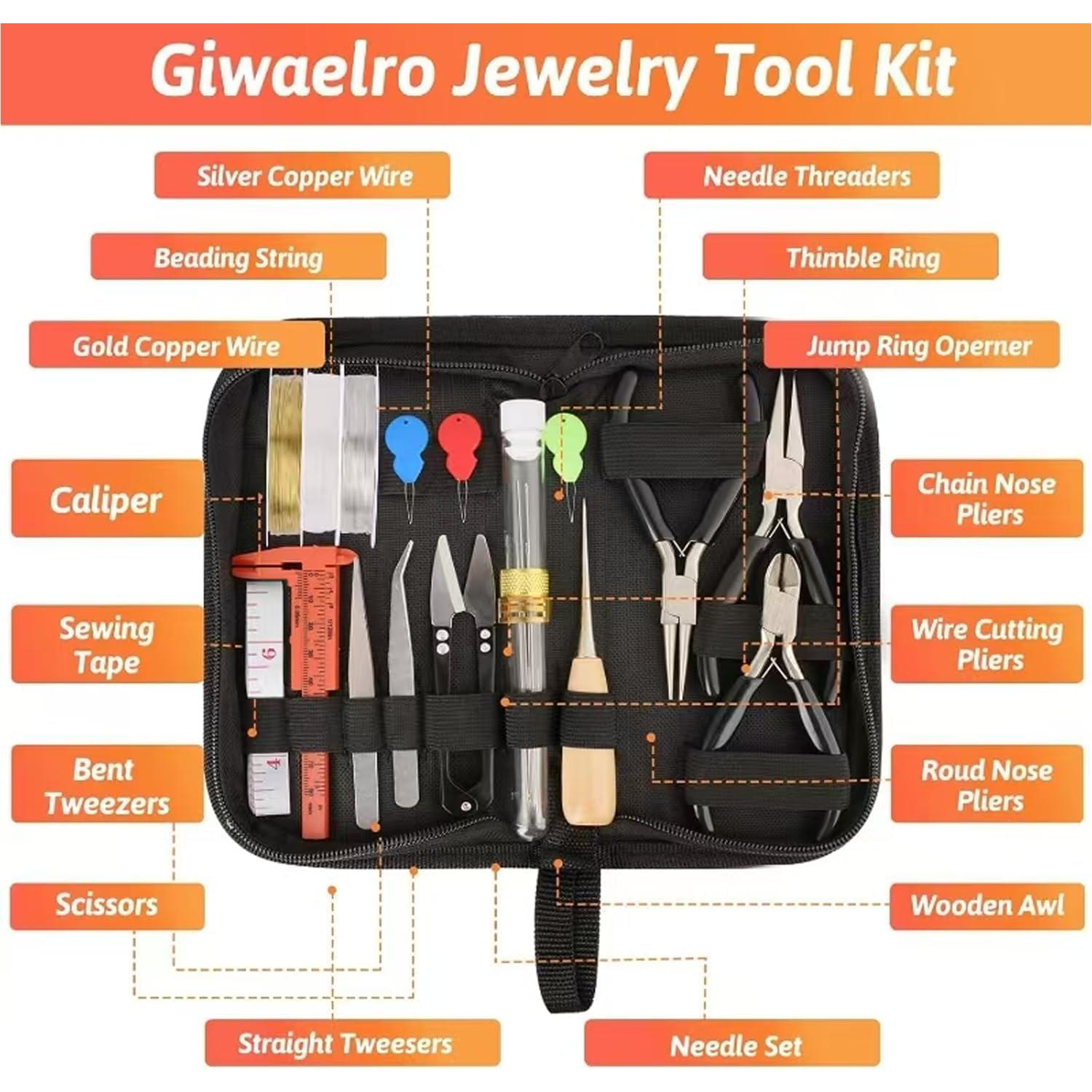 Kit de Fabricación de Joyas Giwaelro con 3 Alicates y Lupa 4X