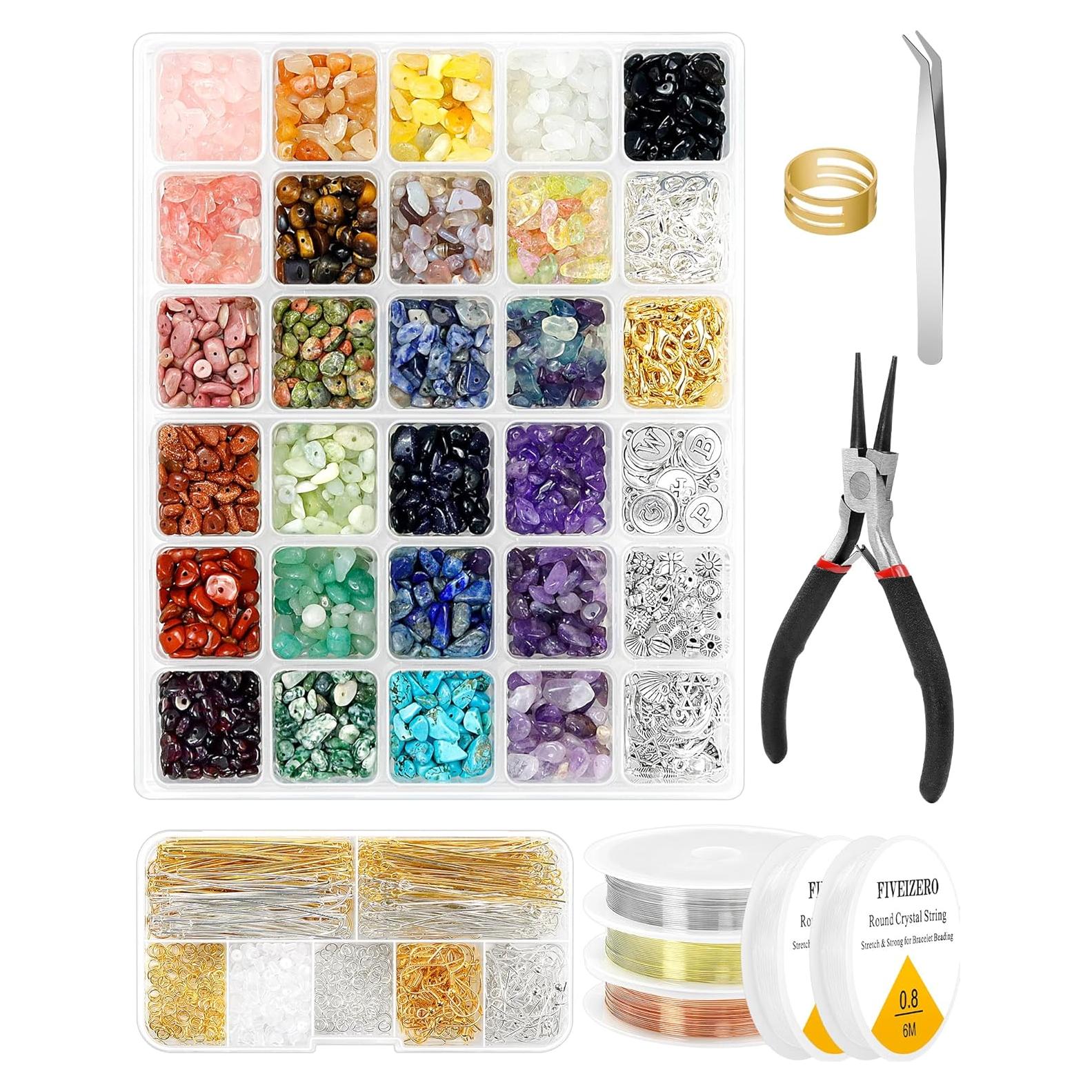 Kit de Fabricación de Joyas FIVEIZERO - 1956 Piezas con Cuentas Naturales