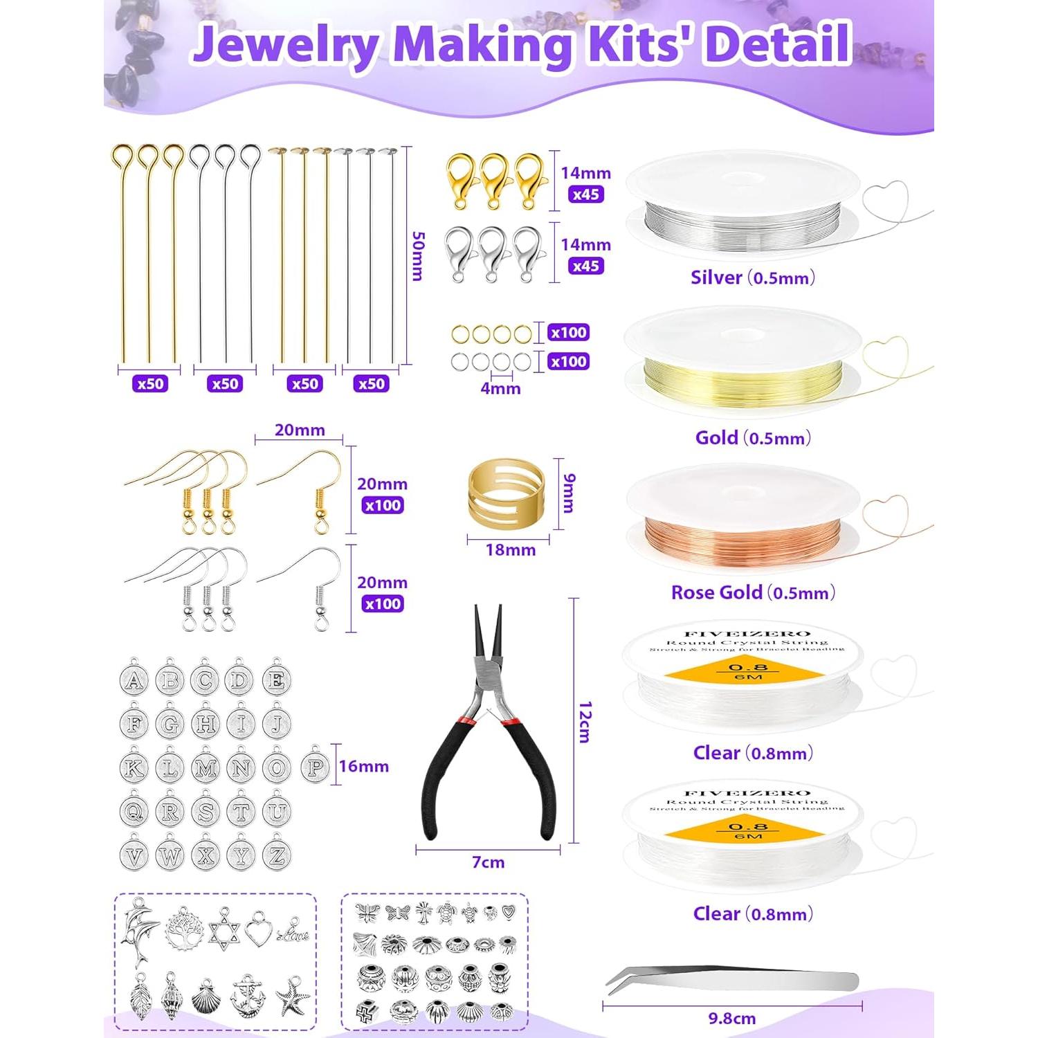 Kit de Fabricación de Joyas FIVEIZERO - 1956 Piezas con Cuentas Naturales