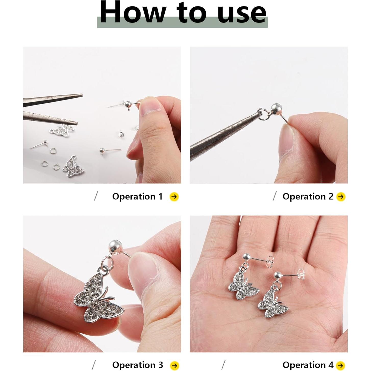 Pendientes de perlas de plata esterlina 925 - 12 piezas 3/4/5 mm