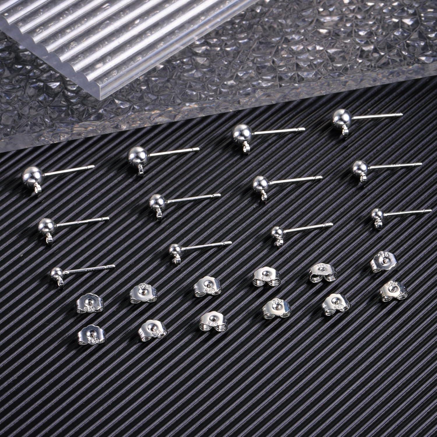 Pendientes de perlas de plata esterlina 925 - 12 piezas 3/4/5 mm