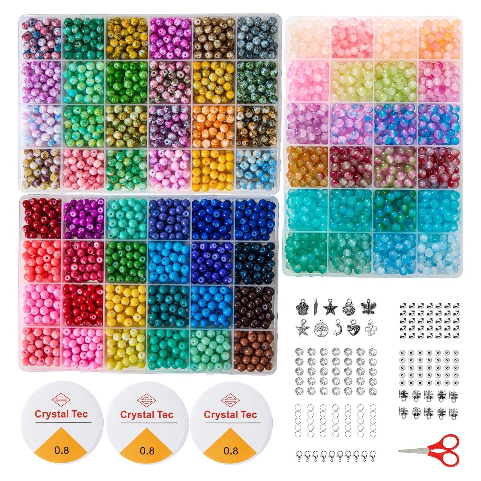 Kit de cuentas de vidrio ASIMASIKE - 3000 piezas 6mm multicolor