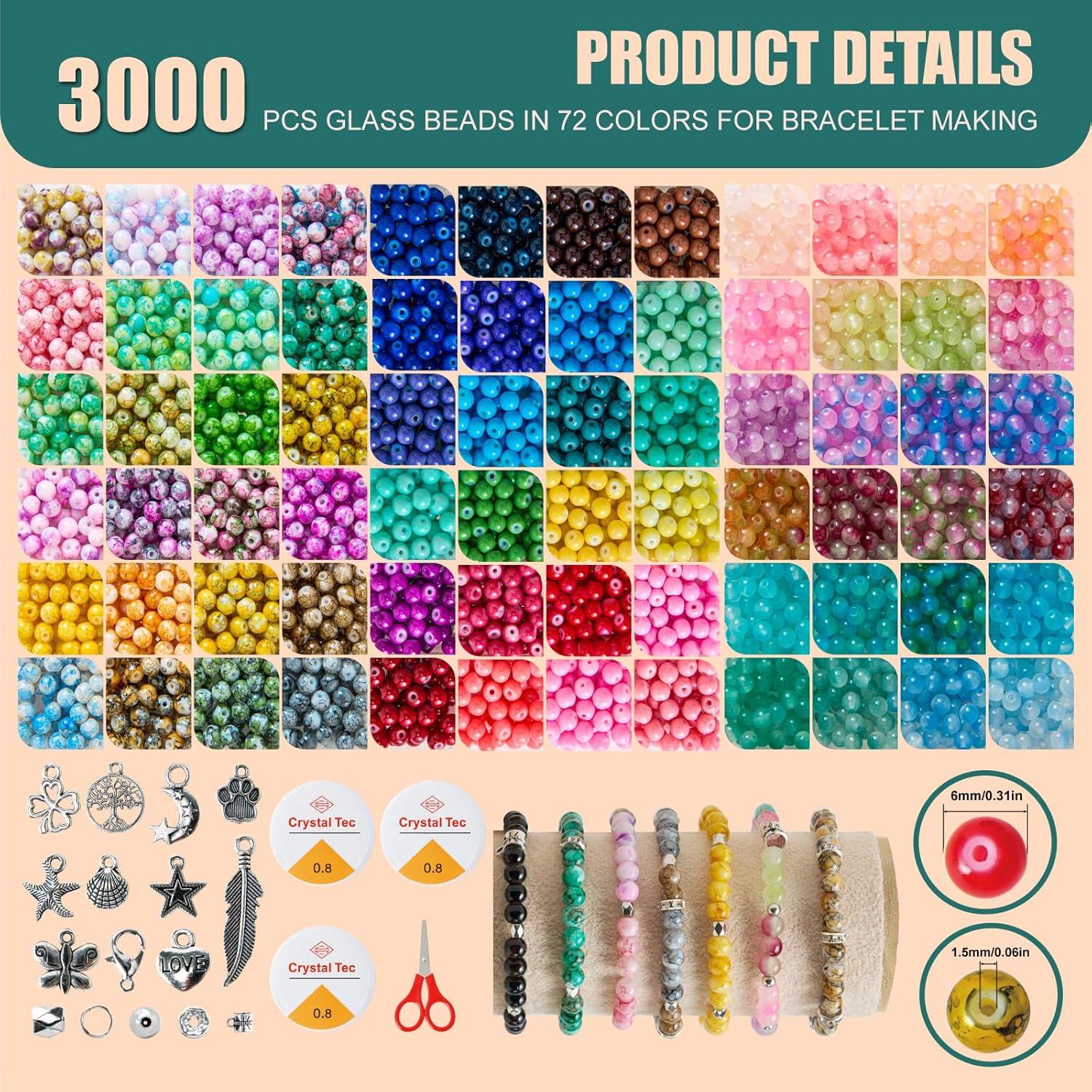 Kit de cuentas de vidrio ASIMASIKE - 3000 piezas 6mm multicolor