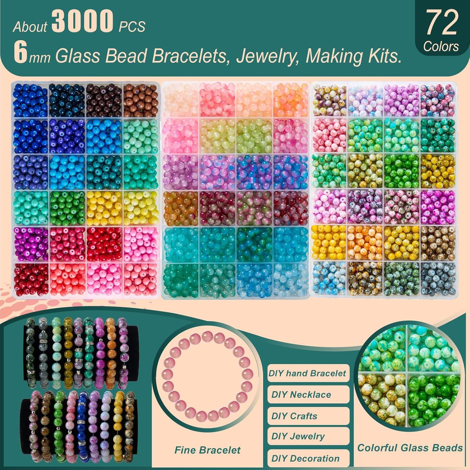 Kit de cuentas de vidrio ASIMASIKE - 3000 piezas 6mm multicolor