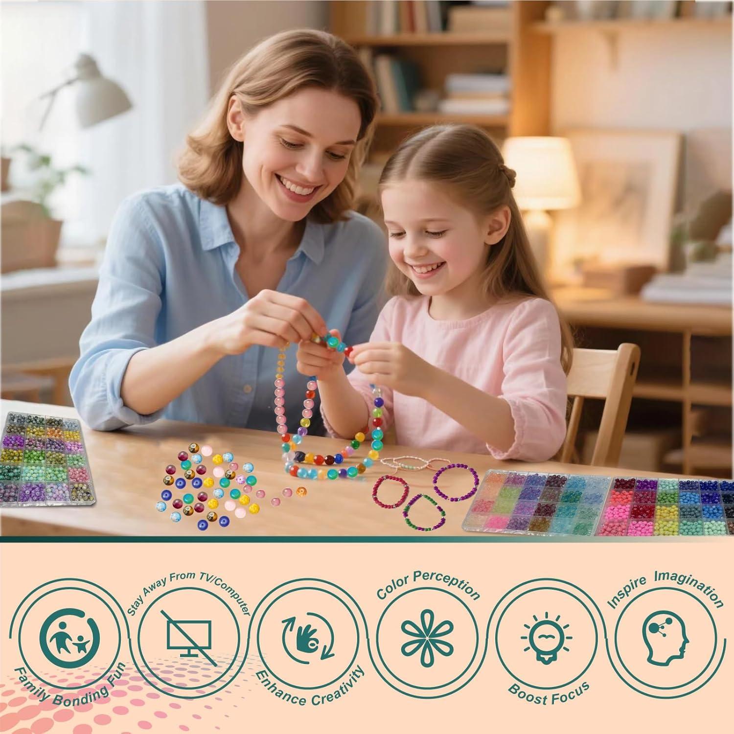 Kit de cuentas de vidrio ASIMASIKE - 3000 piezas 6mm multicolor